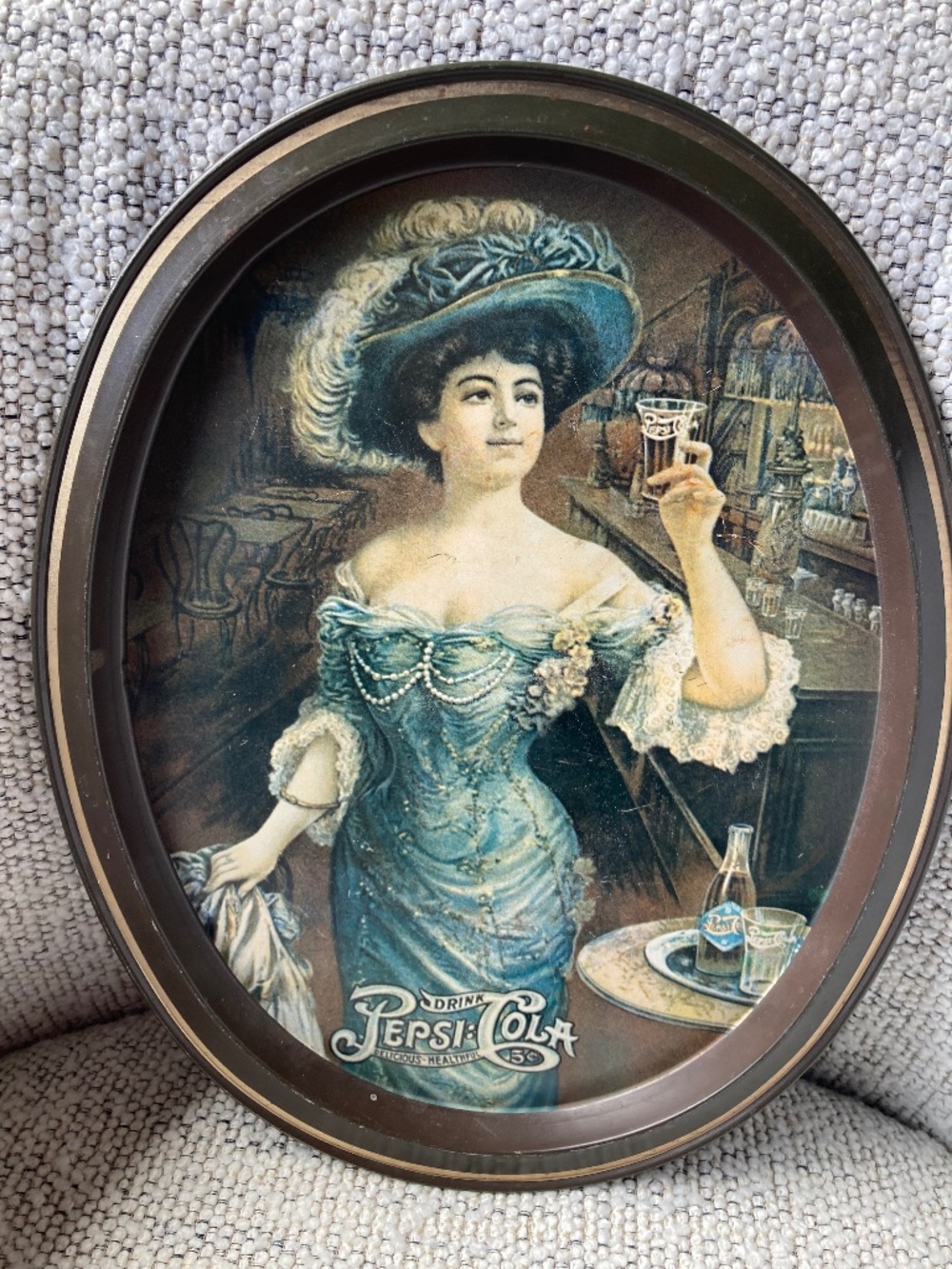 Pepsi Cola Tray, Vintage, 14-1/2" x 8-1/2" with Woman in Blue
